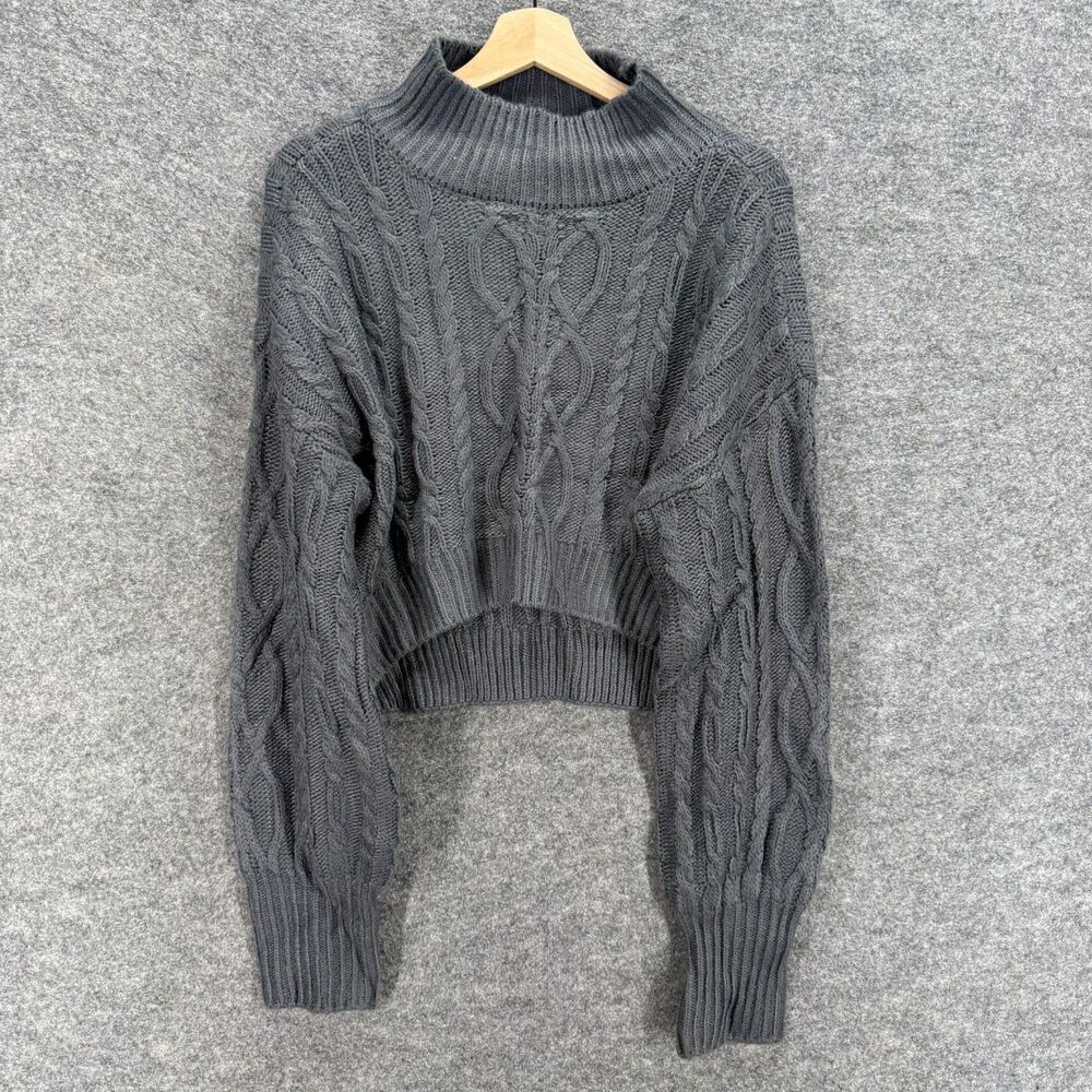 New Arizona Sweater Pullover Women L Large Gray Long Sleeve Knit Acryli Casual